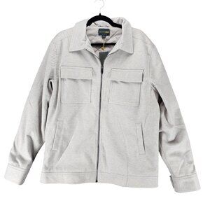 Belforte Black Jacket Mens Large Light Gray Long Sleeve Full Zip *NWT*